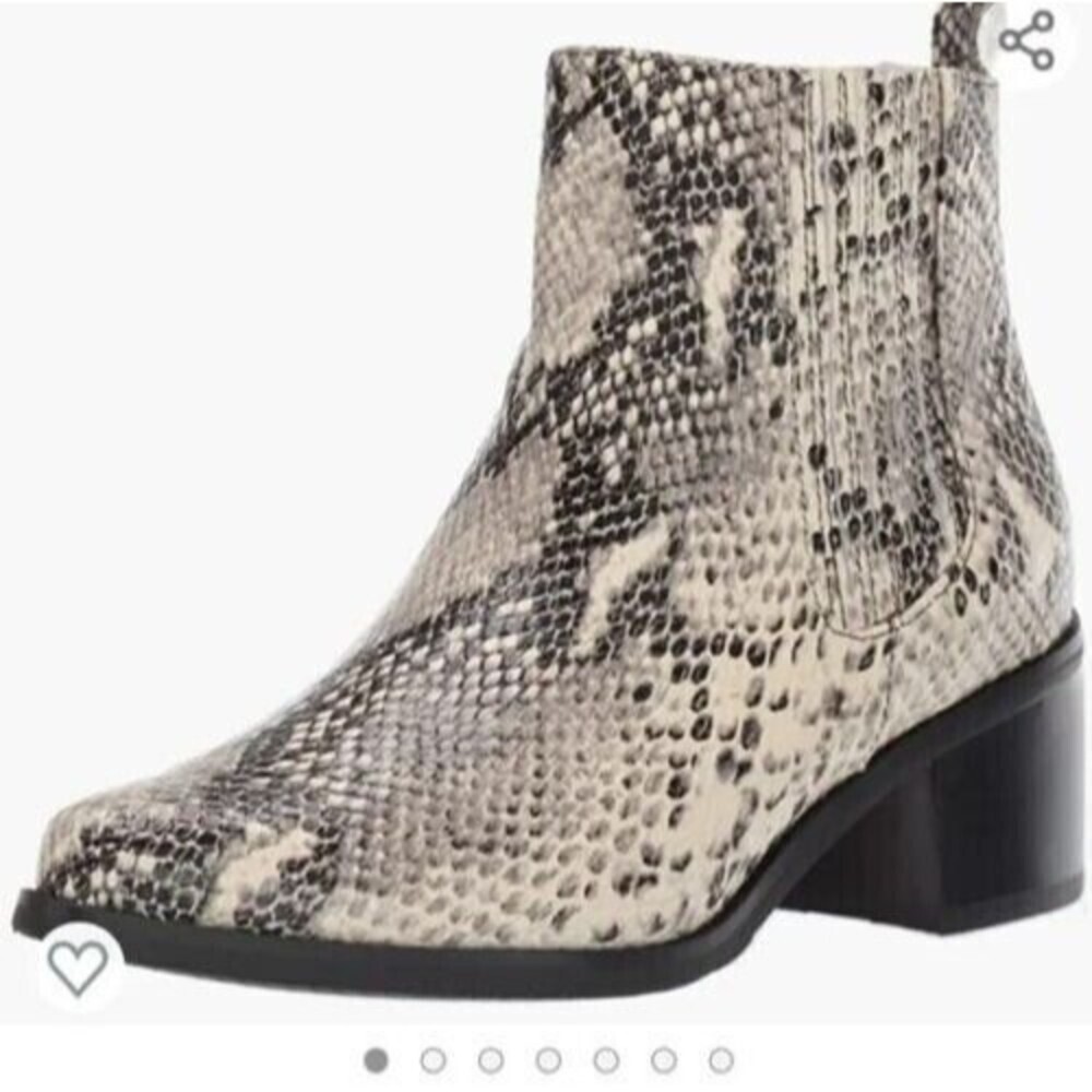 Blondo Womens Elvina B5768236 Ivory Black Snake Print‎ Ankle Bootie 5.5 M